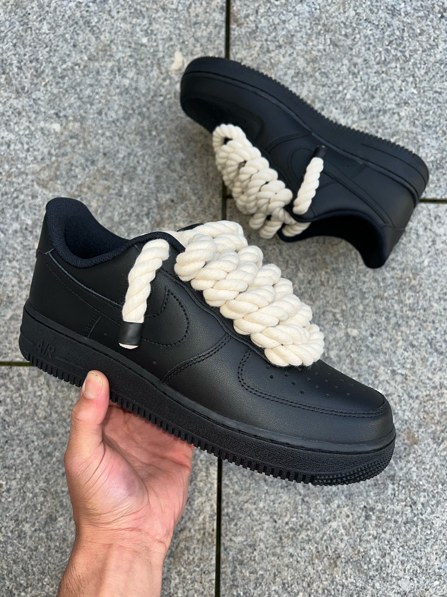 lacets corde airforce 1 noir/crémé