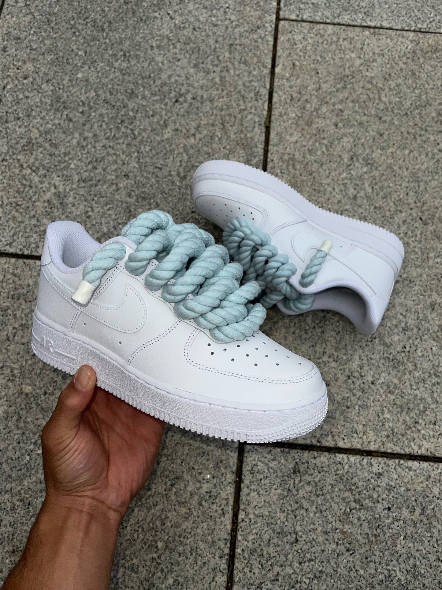 airforce 1 lacets en corde bleu bébé