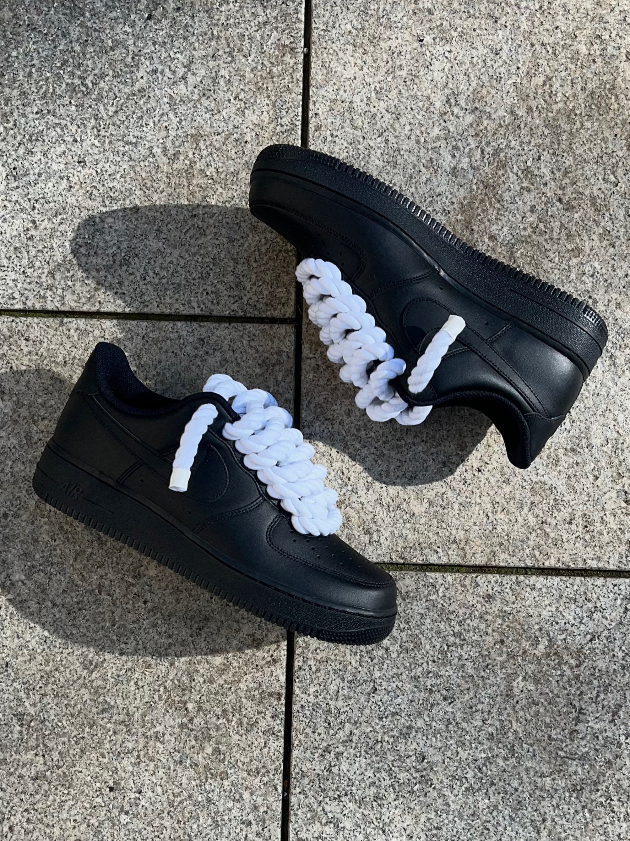 airforce 1 rope laces black and white my.ropez