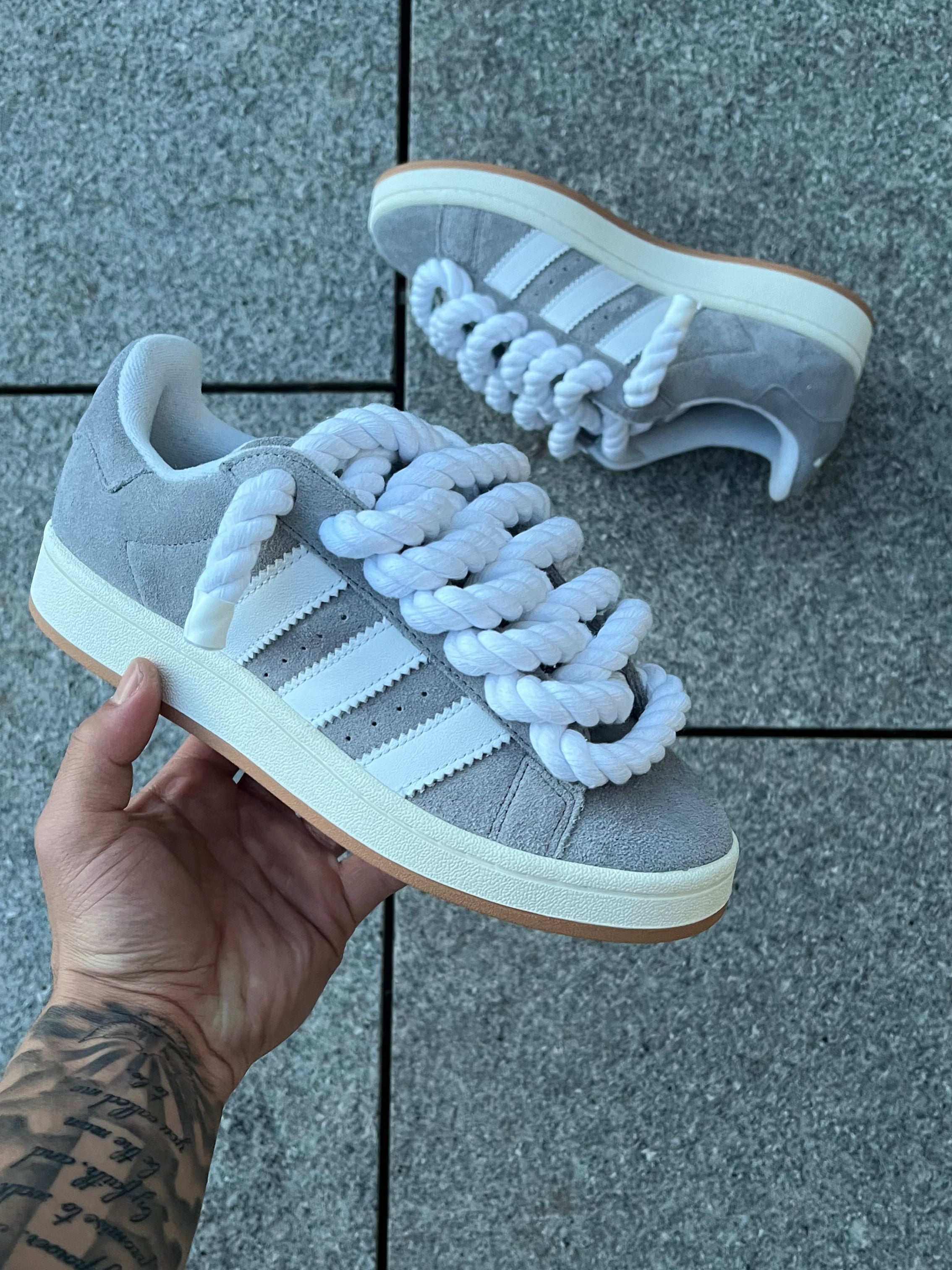 lacets en corde adidas campus 00s gris et blanc my.ropez