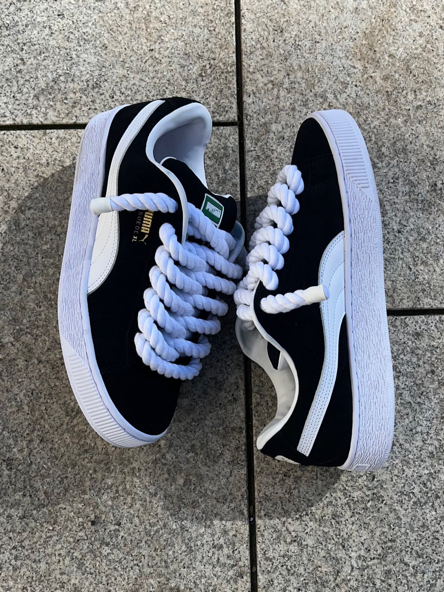 puma suede xl rope laces black and white