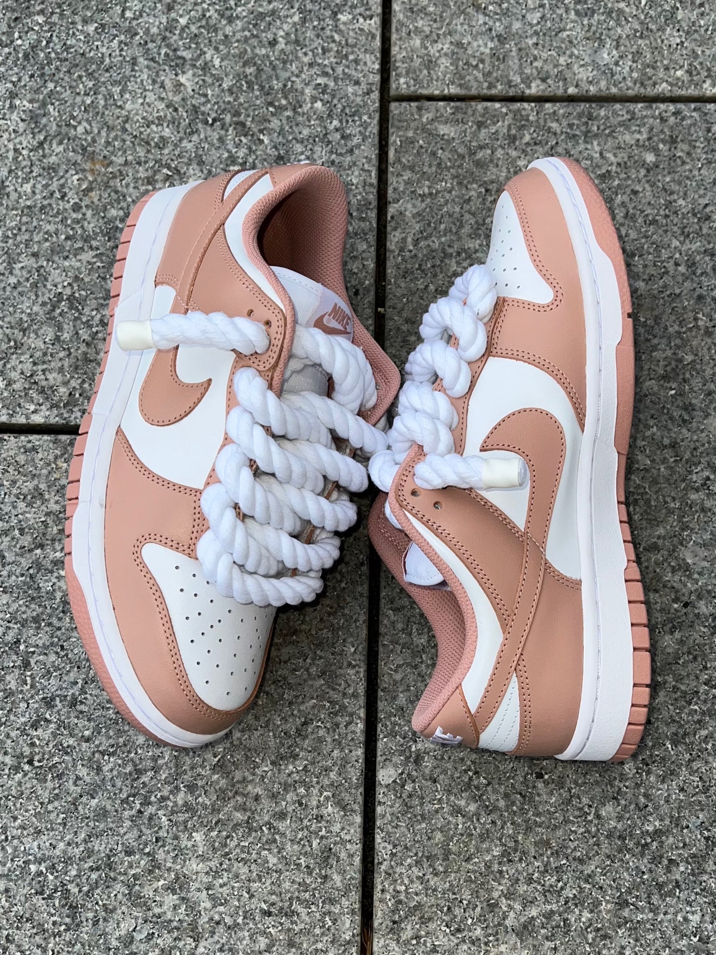 nike dunk low rope laces rose whisper