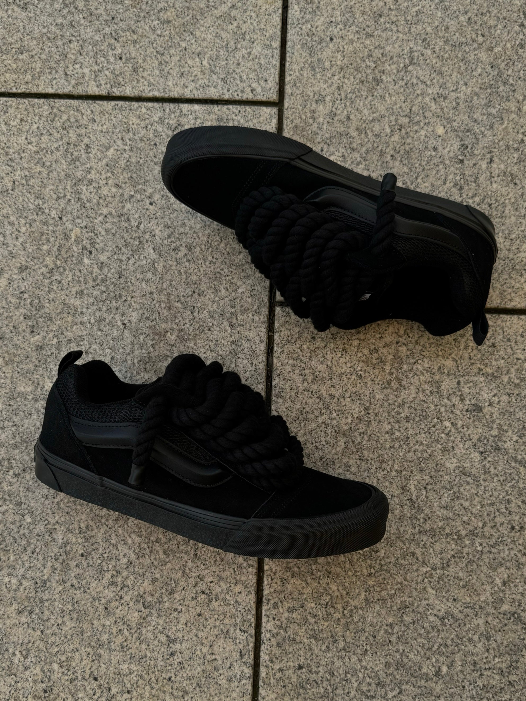 vans knu skool rope laces all black my.ropez