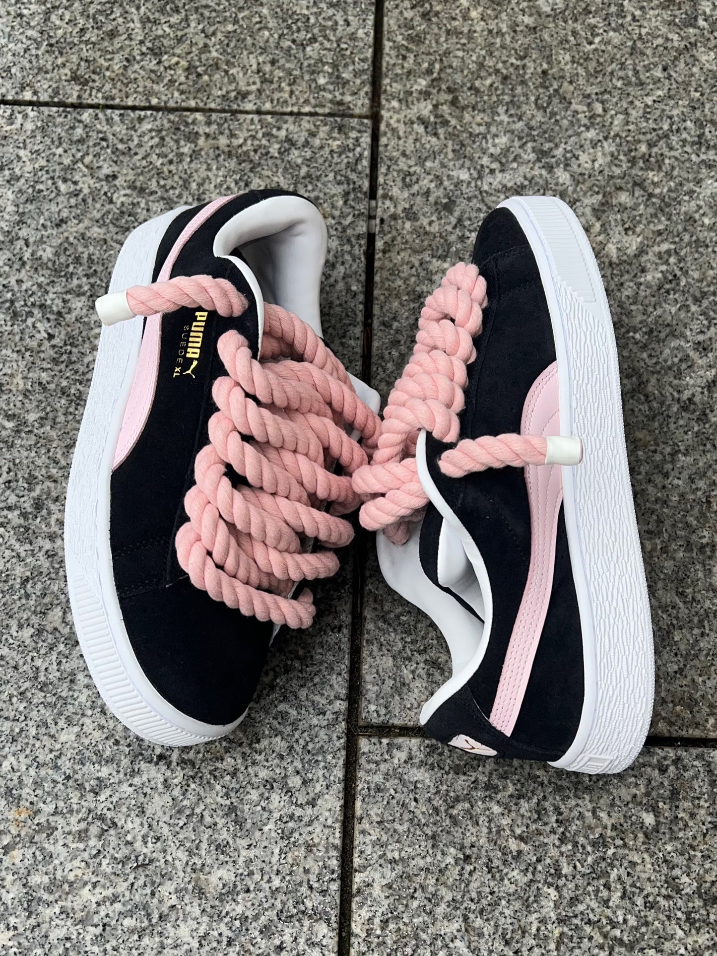 puma suede xl rope laces pink