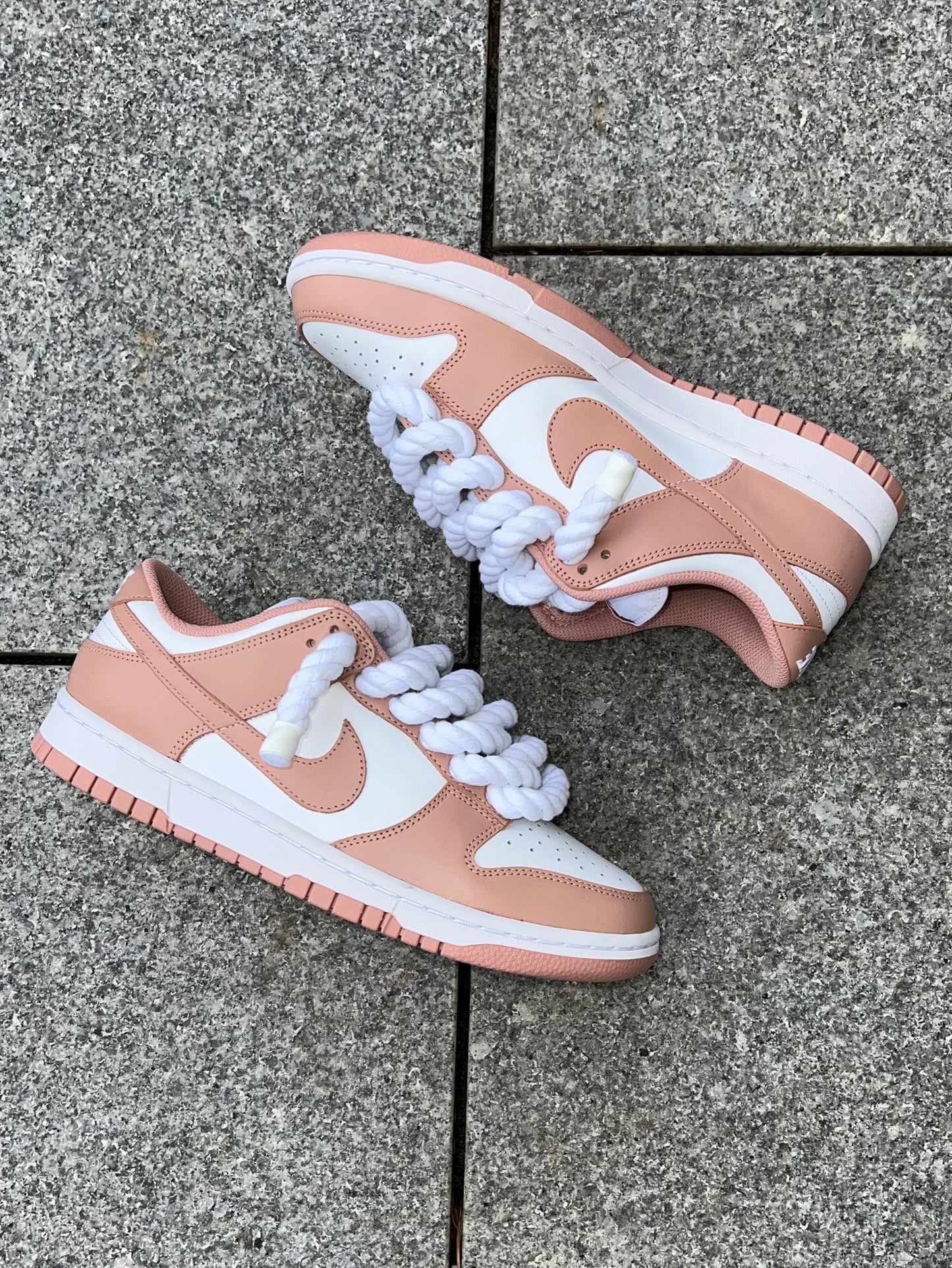 nike dunk low rope laces rose whisper